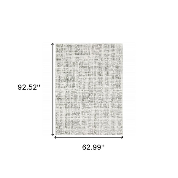 HomeRoots 2' X 8' Sleek White and Grey Abstract Power Loom Runner Rug - Stain Resistant for Busy Homes 5' X 8' 507922