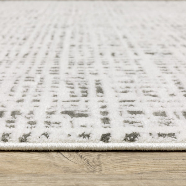 HomeRoots 2' X 8' Sleek White and Grey Abstract Power Loom Runner Rug - Stain Resistant for Busy Homes 5' X 8' 507922