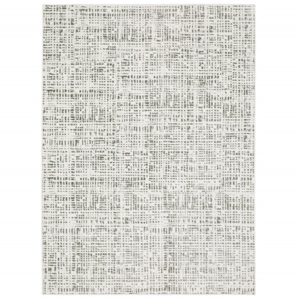 HomeRoots 2' X 8' Sleek White and Grey Abstract Power Loom Runner Rug - Stain Resistant for Busy Homes 8' X 11' 507924