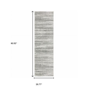 HomeRoots 2' X 8' Elegant White and Grey Abstract Runner Rug - Stain Resistant, Modern Style for High-Traffic Areas 2'3" x 7'6" 507926