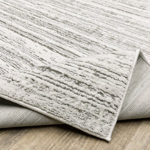 HomeRoots 2' X 8' Elegant White and Grey Abstract Runner Rug - Stain Resistant, Modern Style for High-Traffic Areas 2'3" x 7'6" 507926
