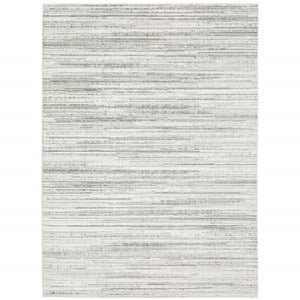 HomeRoots 2' X 8' Elegant White and Grey Abstract Runner Rug - Stain Resistant, Modern Style for High-Traffic Areas 3' x 5' 507927