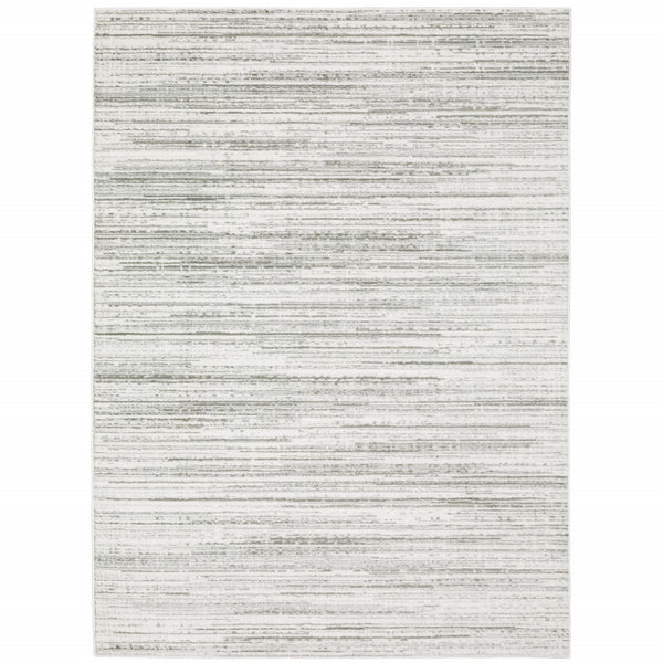 HomeRoots 2' X 8' Elegant White and Grey Abstract Runner Rug - Stain Resistant, Modern Style for High-Traffic Areas 3' x 5' 507927