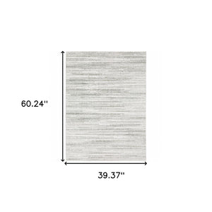 HomeRoots 2' X 8' Elegant White and Grey Abstract Runner Rug - Stain Resistant, Modern Style for High-Traffic Areas 3' x 5' 507927