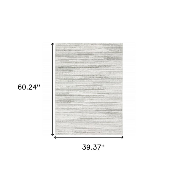 HomeRoots 2' X 8' Elegant White and Grey Abstract Runner Rug - Stain Resistant, Modern Style for High-Traffic Areas 3' x 5' 507927