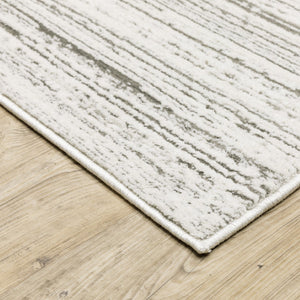 HomeRoots 2' X 8' Elegant White and Grey Abstract Runner Rug - Stain Resistant, Modern Style for High-Traffic Areas 3' x 5' 507927