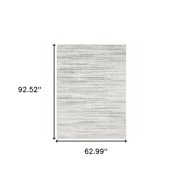 HomeRoots 2' X 8' Elegant White and Grey Abstract Runner Rug - Stain Resistant, Modern Style for High-Traffic Areas 5' X 8' 507928