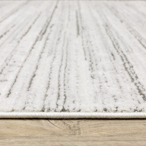 HomeRoots 2' X 8' Elegant White and Grey Abstract Runner Rug - Stain Resistant, Modern Style for High-Traffic Areas 5' X 8' 507928
