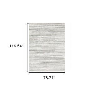 HomeRoots 2' X 8' Elegant White and Grey Abstract Runner Rug - Stain Resistant, Modern Style for High-Traffic Areas 7' X 10' 507929