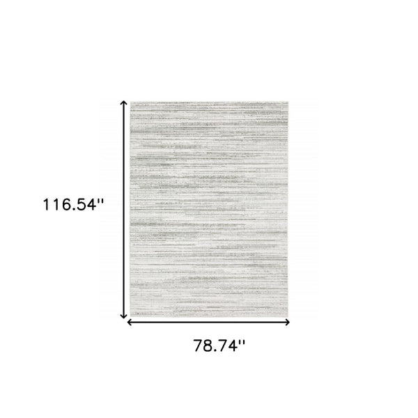 HomeRoots 2' X 8' Elegant White and Grey Abstract Runner Rug - Stain Resistant, Modern Style for High-Traffic Areas 7' X 10' 507929