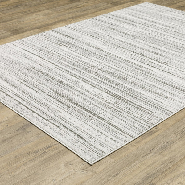HomeRoots 2' X 8' Elegant White and Grey Abstract Runner Rug - Stain Resistant, Modern Style for High-Traffic Areas 7' X 10' 507929