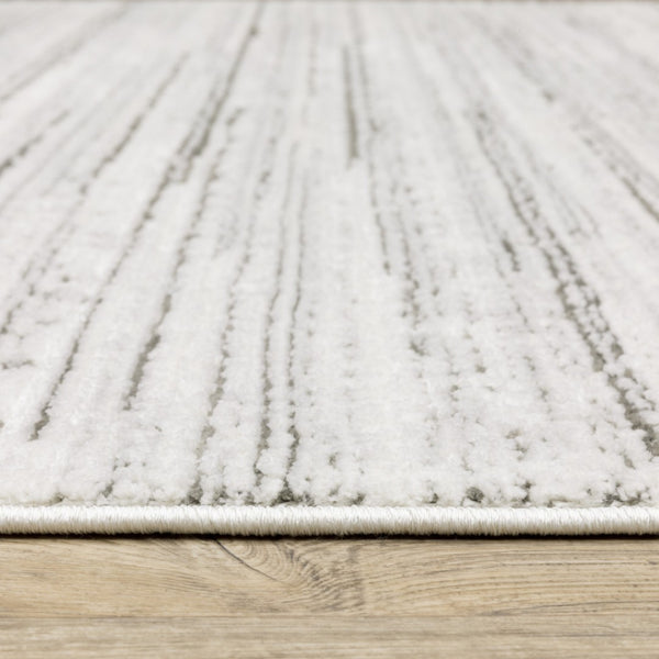 HomeRoots 2' X 8' Elegant White and Grey Abstract Runner Rug - Stain Resistant, Modern Style for High-Traffic Areas 7' X 10' 507929