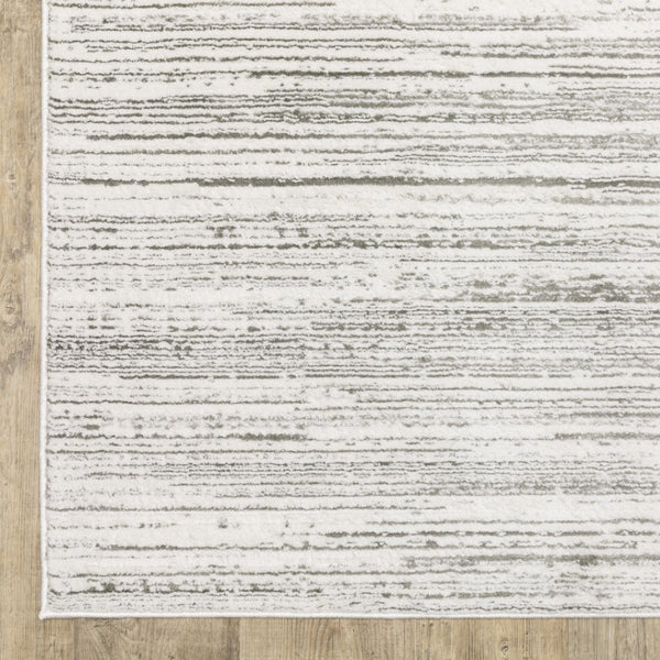 HomeRoots 2' X 8' Elegant White and Grey Abstract Runner Rug - Stain Resistant, Modern Style for High-Traffic Areas 7' X 10' 507929