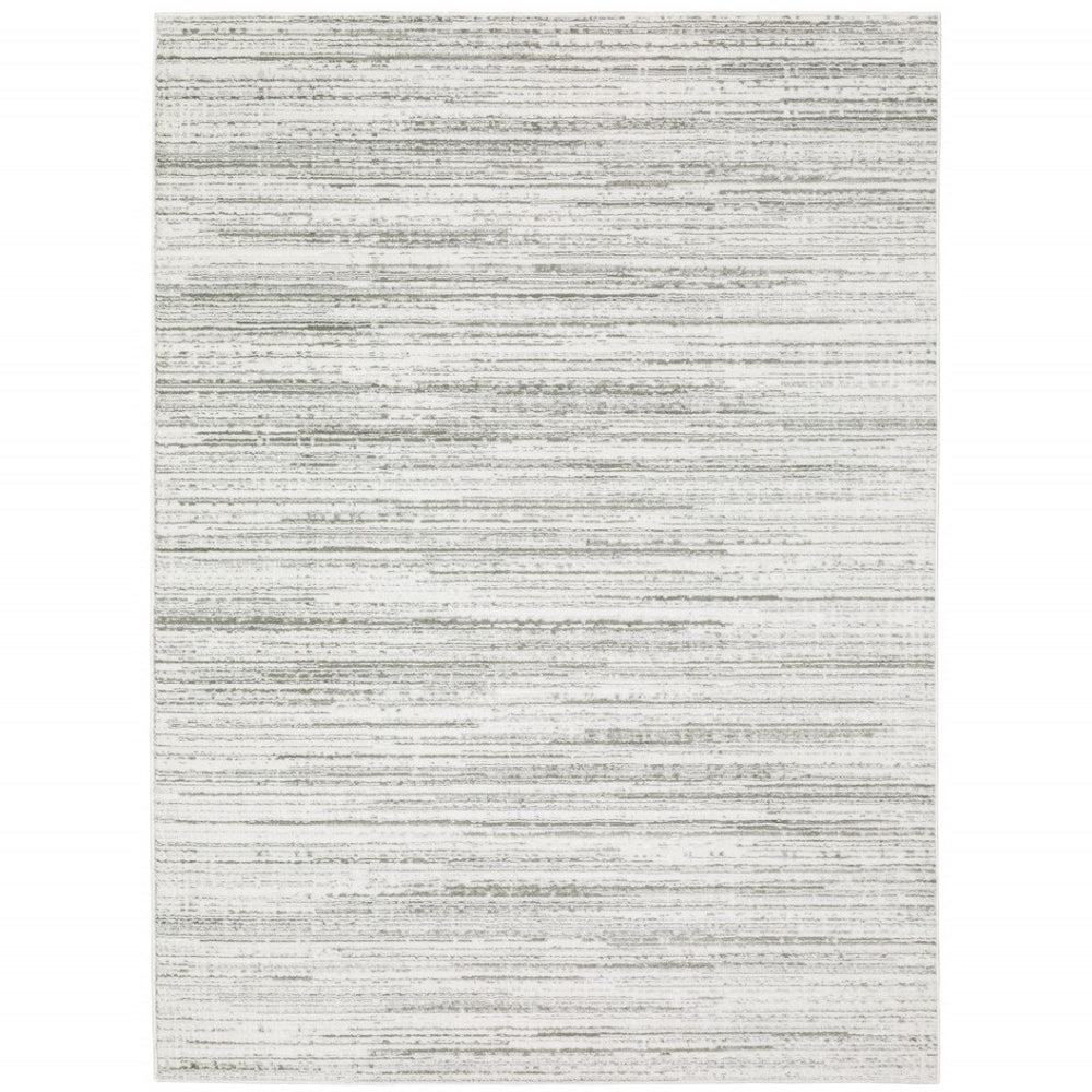 HomeRoots 2' X 8' Elegant White and Grey Abstract Runner Rug - Stain Resistant, Modern Style for High-Traffic Areas 8' X 11' 507930