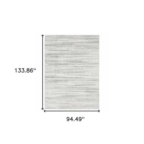 HomeRoots 2' X 8' Elegant White and Grey Abstract Runner Rug - Stain Resistant, Modern Style for High-Traffic Areas 8' X 11' 507930