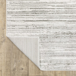 HomeRoots 2' X 8' Elegant White and Grey Abstract Runner Rug - Stain Resistant, Modern Style for High-Traffic Areas 8' X 11' 507930