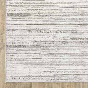 HomeRoots 2' X 8' Elegant White and Grey Abstract Runner Rug - Stain Resistant, Modern Style for High-Traffic Areas 8' X 11' 507930