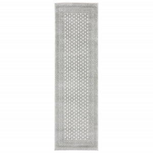Homeroots 2' X 8' White And Grey Oriental Power Loom Stain Resistant Runner Rug  Polyester 507932