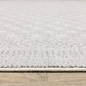 Homeroots 2' X 8' White And Grey Oriental Power Loom Stain Resistant Runner Rug  Polyester 507932