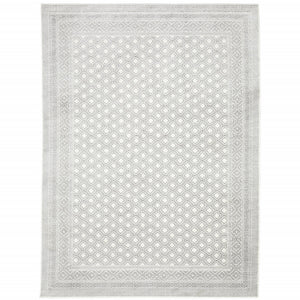 Homeroots 7' X 10' Gray And White Oriental Power Loom Area Rug  Polyester 507935