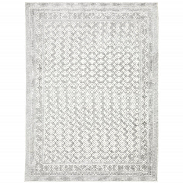 Homeroots 8' X 11' White And Grey Oriental Power Loom Stain Resistant Area Rug  Polyester 507936