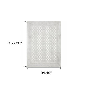 HomeRoots 2' Elegant White and Grey Oriental Power Loom Runner Rug – Stain Resistant, Durable and Stylish 8' X 11' 507936