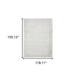 HomeRoots 2' Elegant White and Grey Oriental Power Loom Runner Rug – Stain Resistant, Durable and Stylish 10' X 13' 507937