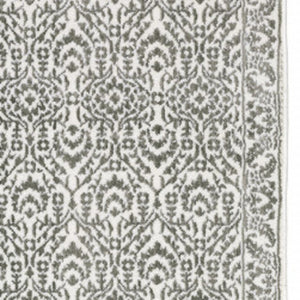 HomeRoots 2' Timeless Grey and White Floral Power Loom Runner Rug - Stain Resistant for High-Traffic Areas 2'3" x 7'6" 507938