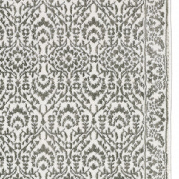 HomeRoots 2' Timeless Grey and White Floral Power Loom Runner Rug - Stain Resistant for High-Traffic Areas 2'3" x 7'6" 507938