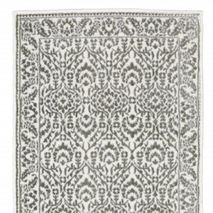 HomeRoots 2' Timeless Grey and White Floral Power Loom Runner Rug - Stain Resistant for High-Traffic Areas 2'3" x 7'6" 507938