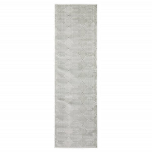Homeroots 2' X 8' Grey And White Geometric Power Loom Stain Resistant Runner Rug  Polyester 507950