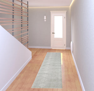 Homeroots 2' X 8' Grey And White Geometric Power Loom Stain Resistant Runner Rug  Polyester 507950