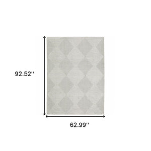 HomeRoots 2' Grey and White Geometric Runner Rug - Stain Resistant and Modern Design for High-Traffic Areas 5' X 8' 507952