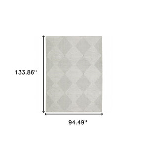HomeRoots 2' Grey and White Geometric Runner Rug - Stain Resistant and Modern Design for High-Traffic Areas 8' X 11' 507954