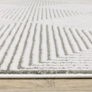 Homeroots 10' X 13' Grey And White Geometric Power Loom Stain Resistant Area Rug  Polyester 507955