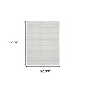 HomeRoots 2' White and Grey Geometric Power Loom Runner Rug - Stain Resistant, Durable, Modern Design for Hallways 5' X 8' 507958