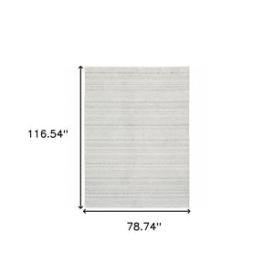 HomeRoots 2' White and Grey Geometric Power Loom Runner Rug - Stain Resistant, Durable, Modern Design for Hallways 7' X 10' 507959
