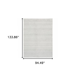 HomeRoots 2' White and Grey Geometric Power Loom Runner Rug - Stain Resistant, Durable, Modern Design for Hallways 8' X 11' 507960