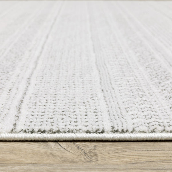 HomeRoots 2' White and Grey Geometric Power Loom Runner Rug - Stain Resistant, Durable, Modern Design for Hallways 8' X 11' 507960