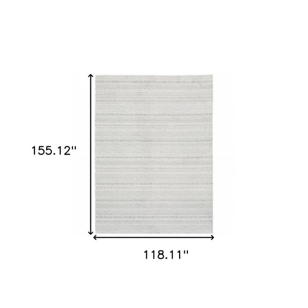 HomeRoots 2' White and Grey Geometric Power Loom Runner Rug - Stain Resistant, Durable, Modern Design for Hallways 10' X 13' 507961