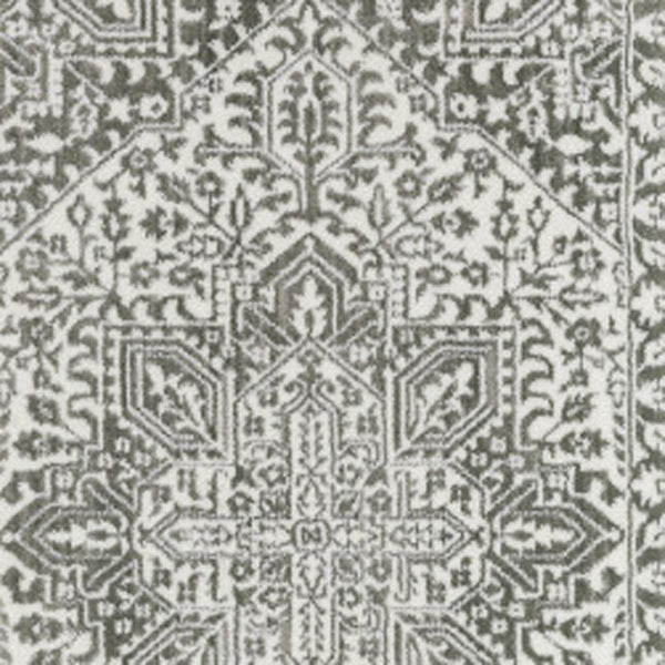 HomeRoots 2' Elegant Grey and White Oriental Power Loom Runner Rug - Stain Resistant, Ideal for Busy Homes 2'3" x 7'6" 507962