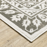 Homeroots 2' X 8' Grey And White Oriental Power Loom Stain Resistant Runner Rug  Polyester 507962