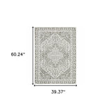 Homeroots 3' X 5' Grey And White Oriental Power Loom Stain Resistant Area Rug  Polyester 507963