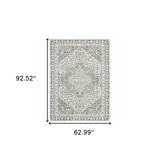 Homeroots 5' X 8' Grey And White Oriental Power Loom Stain Resistant Area Rug  Polyester 507964