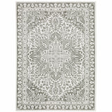 Homeroots 5' X 8' Grey And White Oriental Power Loom Stain Resistant Area Rug  Polyester 507964