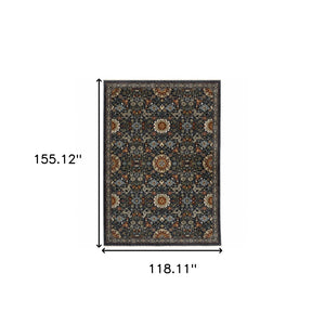 HomeRoots 2' Elegant Blue and Ivory Oriental Power Loom Runner Rug with Fringe for Stylish Hallways and Entryways 10' X 13' 507974