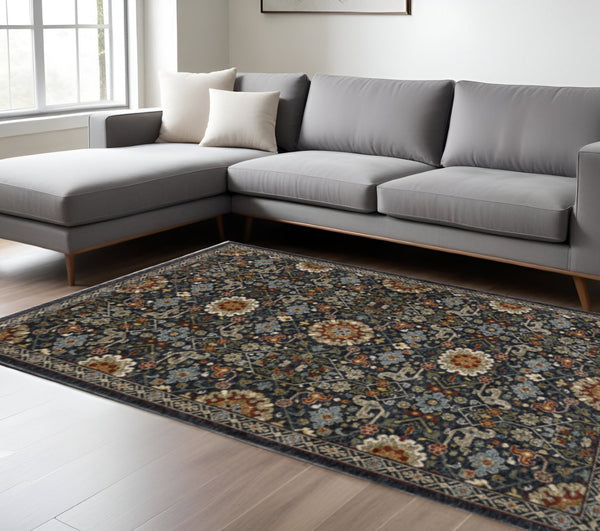 HomeRoots 2' Elegant Blue and Ivory Oriental Power Loom Runner Rug with Fringe for Stylish Hallways and Entryways 10' X 13' 507974