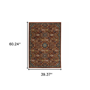 HomeRoots 2' Elegant Blue and Ivory Oriental Power Loom Runner Rug with Fringe for Stylish Hallways and Entryways 3' x 5' 507977