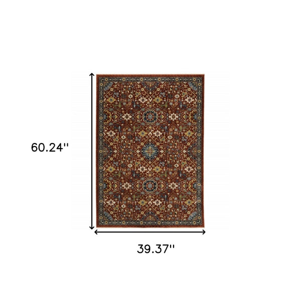 HomeRoots 2' Elegant Blue and Ivory Oriental Power Loom Runner Rug with Fringe for Stylish Hallways and Entryways 3' x 5' 507977