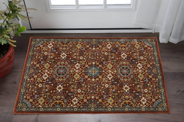 HomeRoots 2' Elegant Blue and Ivory Oriental Power Loom Runner Rug with Fringe for Stylish Hallways and Entryways 3' x 5' 507977